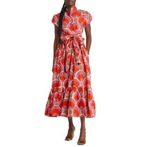 SIKA Gabbi Women’s Cotton Midi Shirt Dress size 8 NWT Romantic Boho A-Line